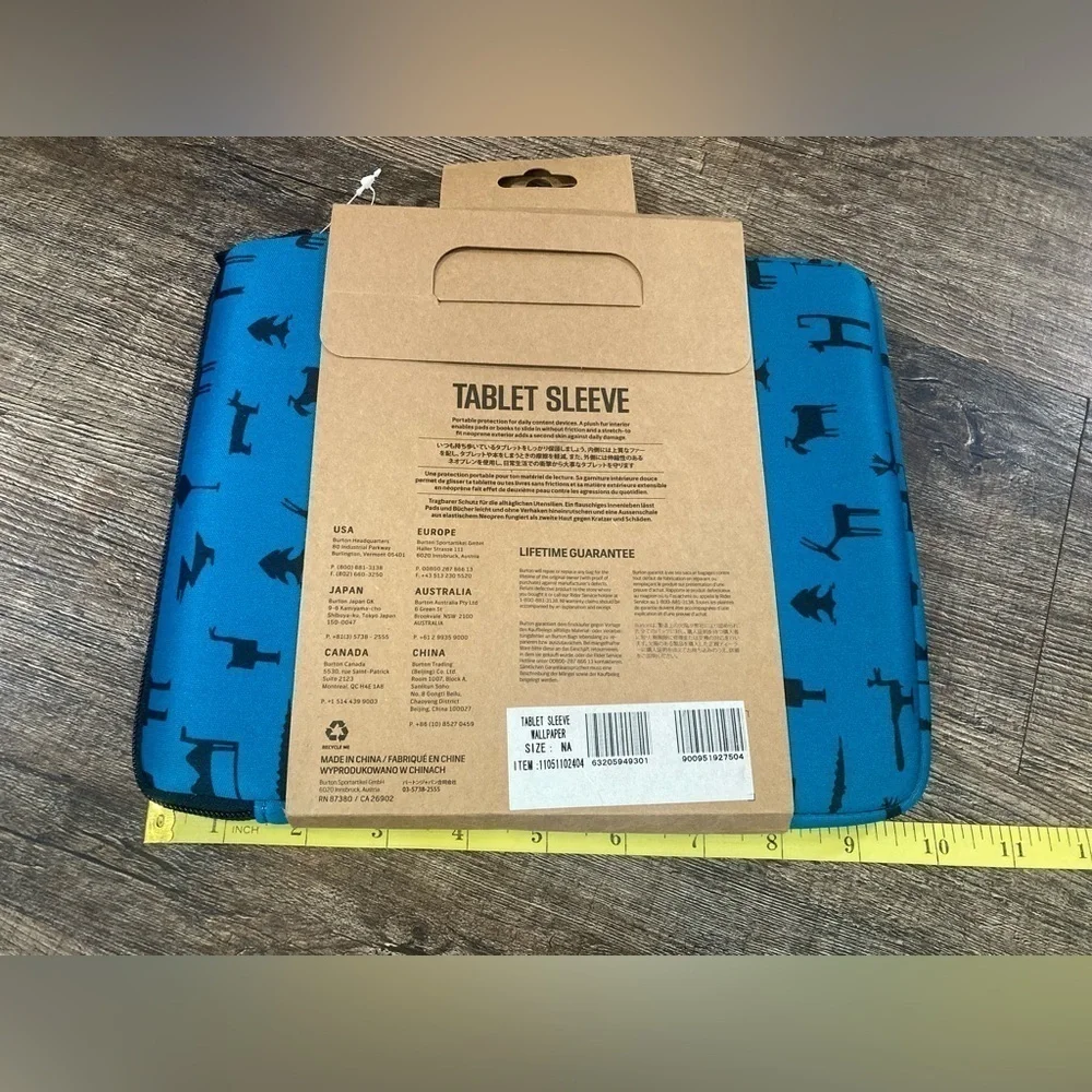 New Burton Tablet Sleeve Case Blue Wallpaper Tribal Animal Print 9.5” x 7.75”